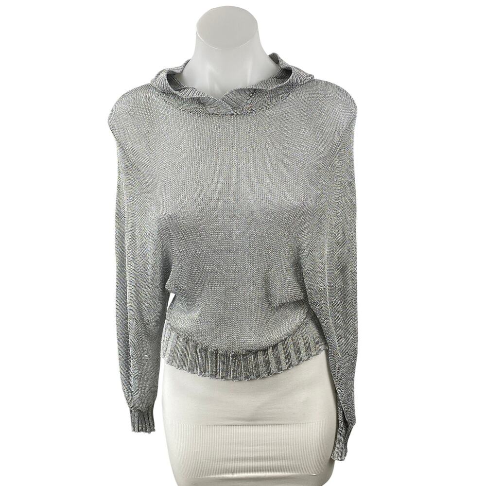 NEW Zara Women's Gray Hoodie Hooded Long Dolman Sleeve Knit Sweater Top Size S